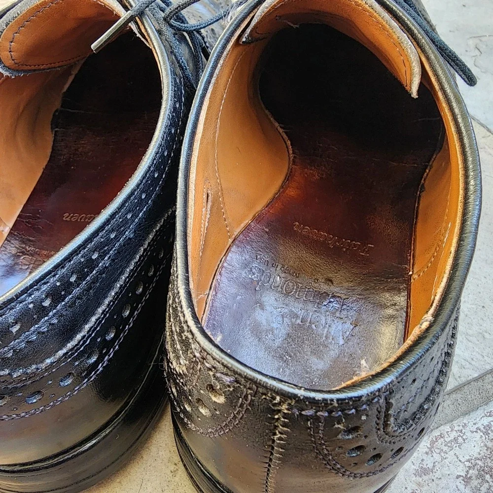 Allen Edmonds Fairhaven Mens Wingtip Black Leather Shoes Sz 7.5 D - Preppy Ivy